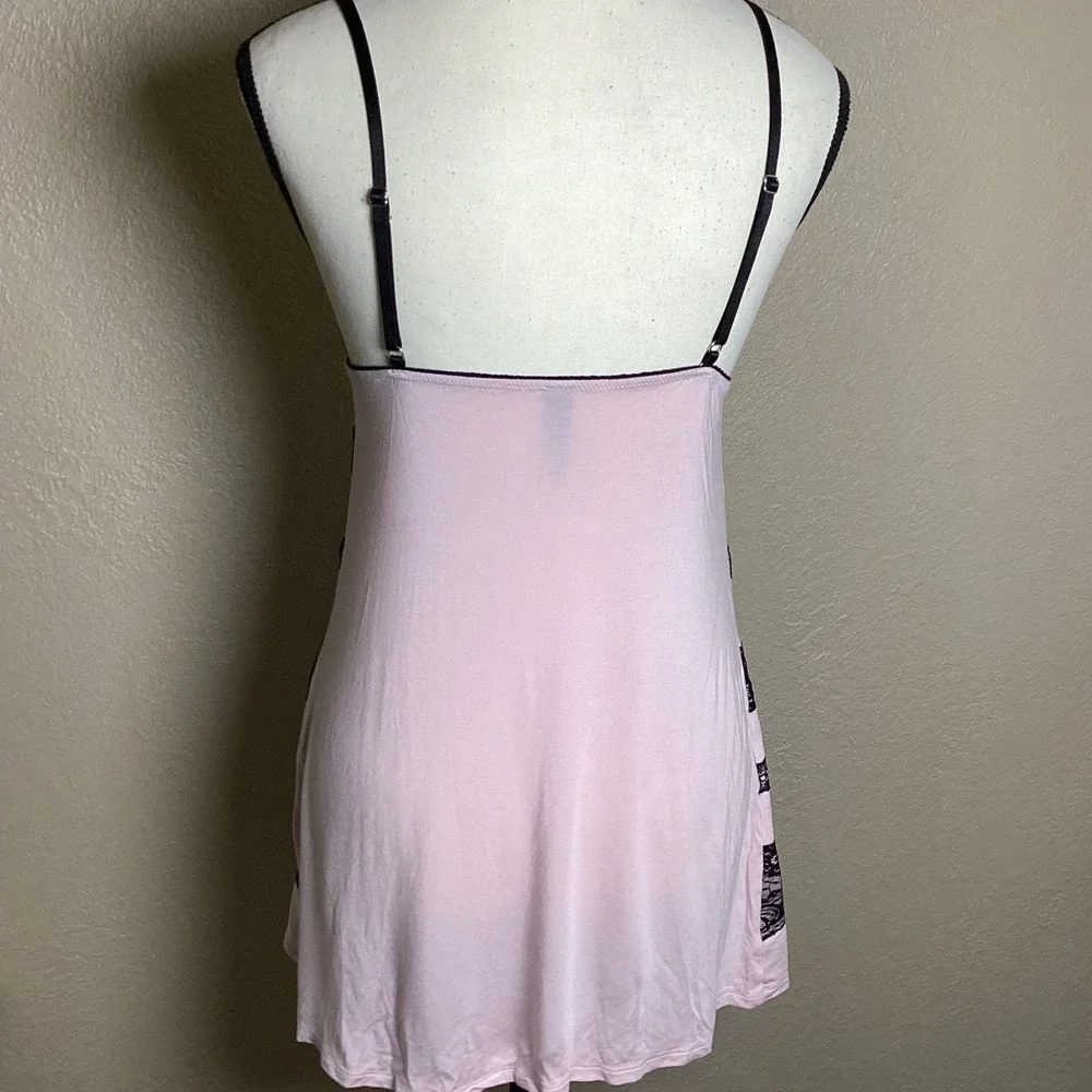 Victoria's Secret Sexy Little Things Pink Black Lace Tiered Babydoll Chemise SM